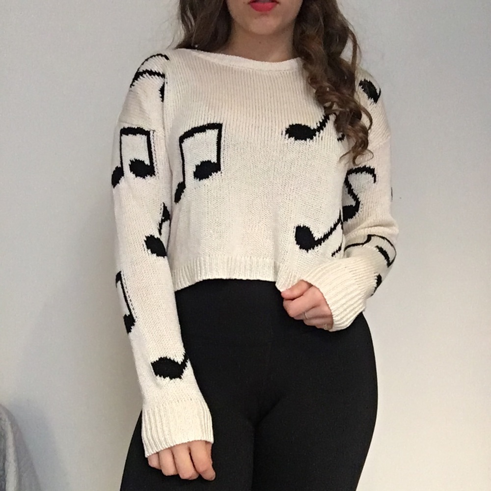 Music note printed sweater